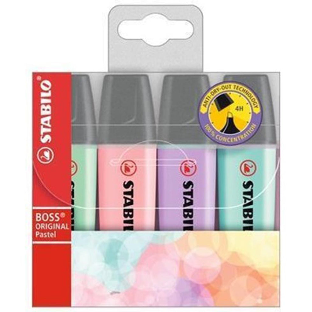 Evidenziatori Stabilo Boss Original 4 Colori Pastel Tenuti