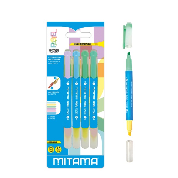 Evidenziatori Doppio Colore Mitama Twice Pastel