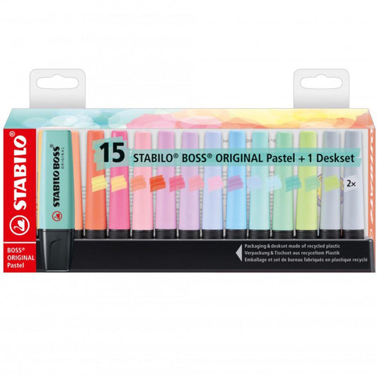 Evidenziatori Stabilo Boss Deskset 15 Colori Pastel