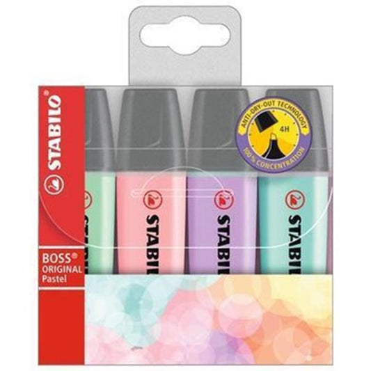 Evidenziatori Stabilo Boss Original 4 Colori Pastel Tenuti