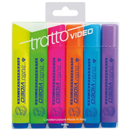 Evidenziatori Tratto Video 6 Colori Fluo