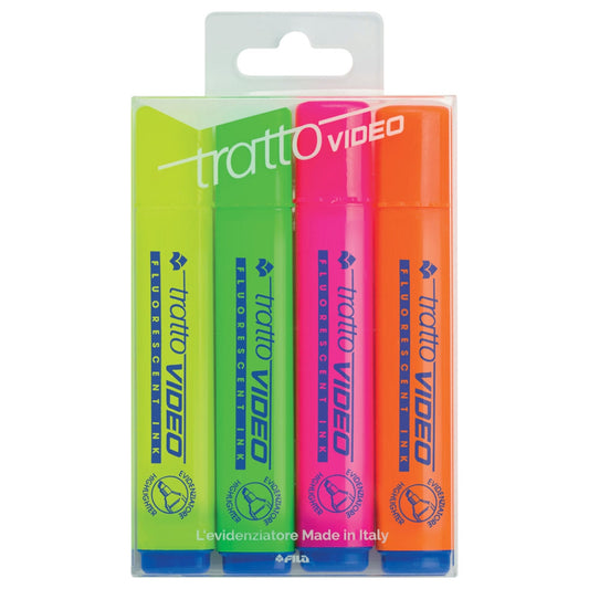 Evidenziatori Tratto Video 4 Colori Fluo