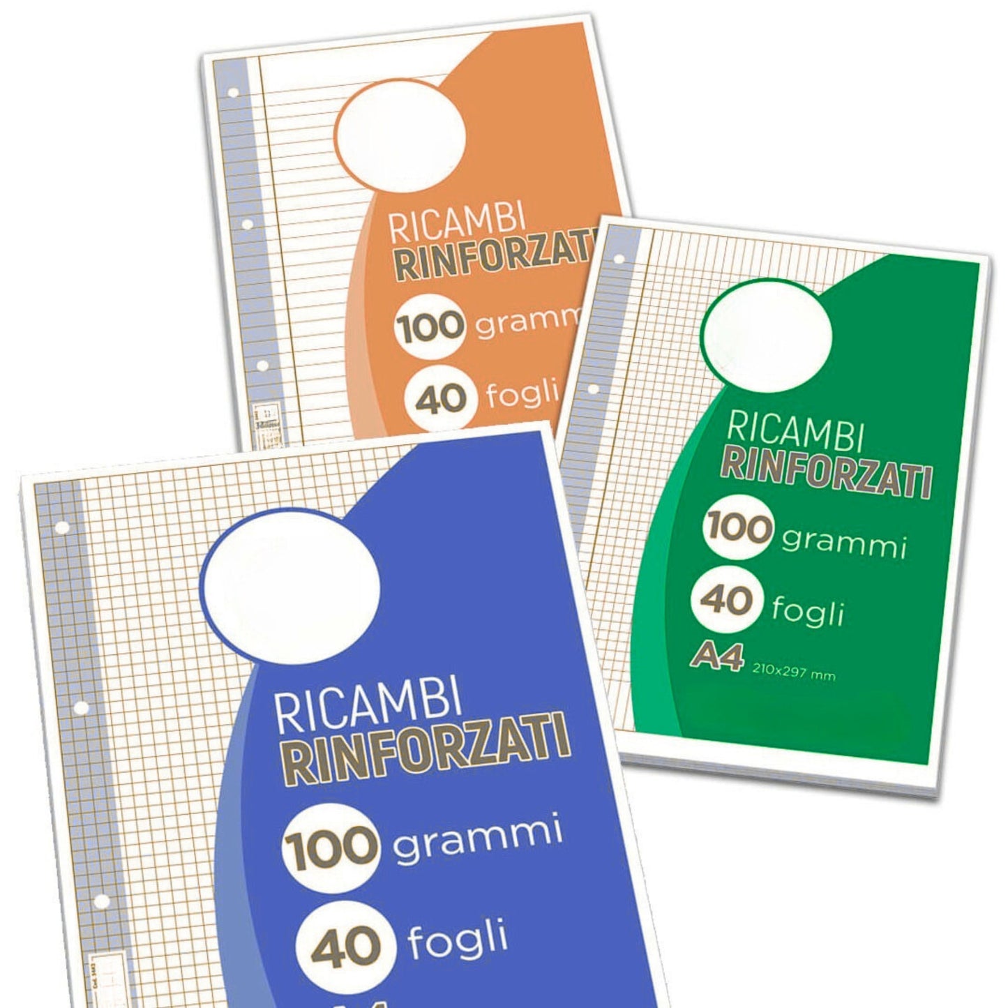 Ricambi A4 a Buchi Rinforzati - Quadretto 10 mm