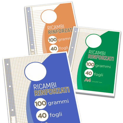Ricambi A4 a Buchi Rinforzati - Quadretto 10 mm