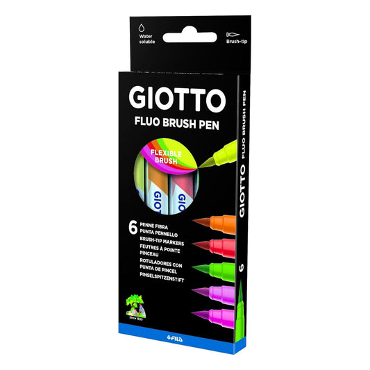 Pennarelli Giotto Fluo Brush Pen da 6