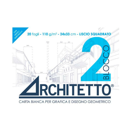 Blocco 2 da Disegno Architetto - 24 x 33 - Riquadrato Liscio