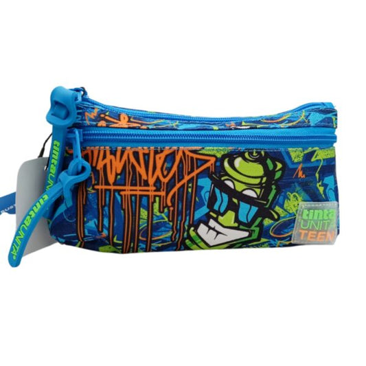 Astuccio tintaUNITA Teen Triangolare 2 Zip Blu
